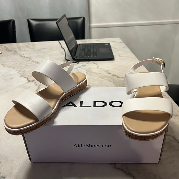 Aldo sandals, size 9, color white/brown. - Picture 3 of 3